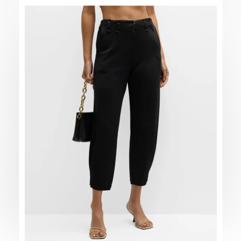 Paola Bernardi Louise Cropped Tapered Knit Viscose Pants Black P/S